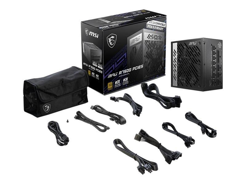 MSI MAG A750GL PCIE5 Netzteile - 750 Watt - 120 mm - ATX 3.1 - 80 Plus Gold zertifiziert