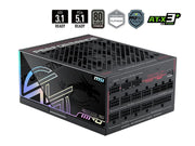 MSI MPG Ai1300TS PCIE5 Netzteile - 1300 Watt - 135 mm - ATX 3.1 - 80 Plus Titanium (bis zu 90% effektiv)