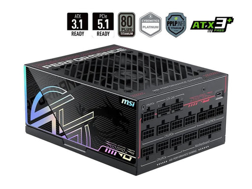 MSI MPG Ai1300TS PCIE5 Netzteile - 1300 Watt - 135 mm - ATX 3.1 - 80 Plus Titanium (bis zu 90% effektiv)