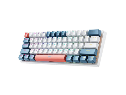 Machenike K500-B61 Gaming Keyboard Wired Mechanical Backlit Red Switch - White & Blue - 60% - Blau