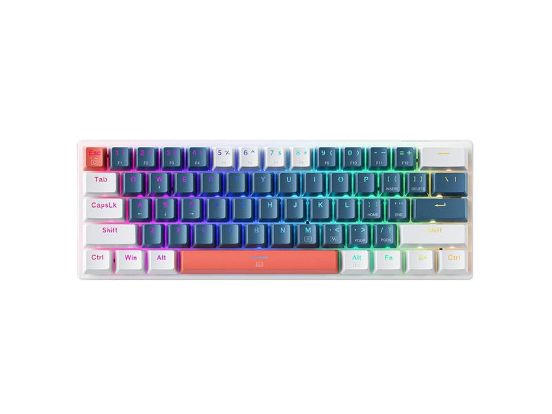 Machenike K500-B61 Wired Mechanical Backlit Gaming Keyboard Brown Switch - Blue & White - 60% - Blau