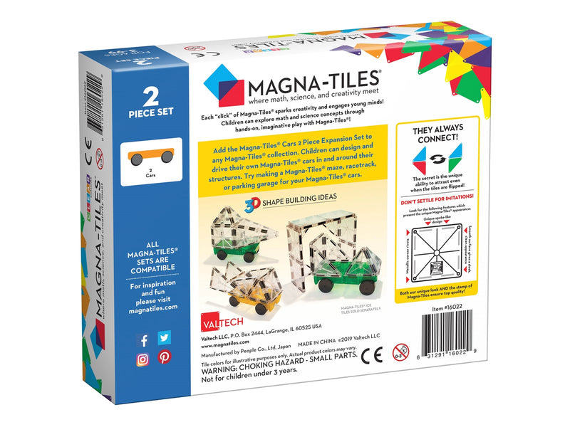 Magna-Tiles Cars – Green & Yellow 2-Piece Magnetic Building Set