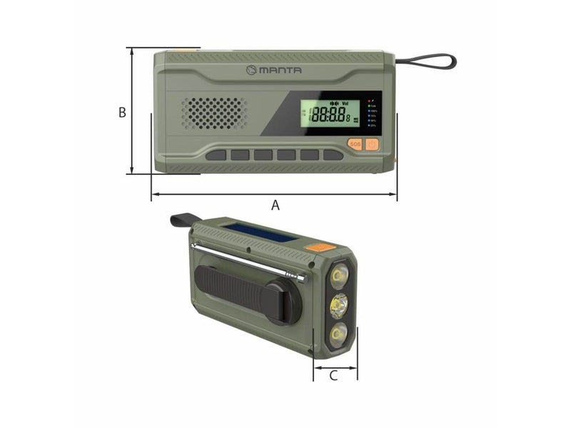 Manta Portable Emergency Radio - FM - Mono - Grün