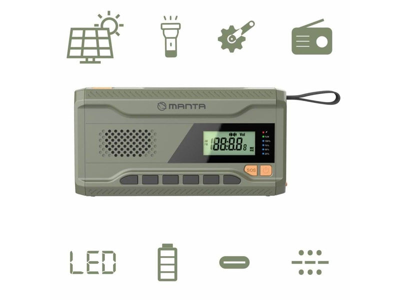 Manta Portable Emergency Radio - FM - Mono - Grün