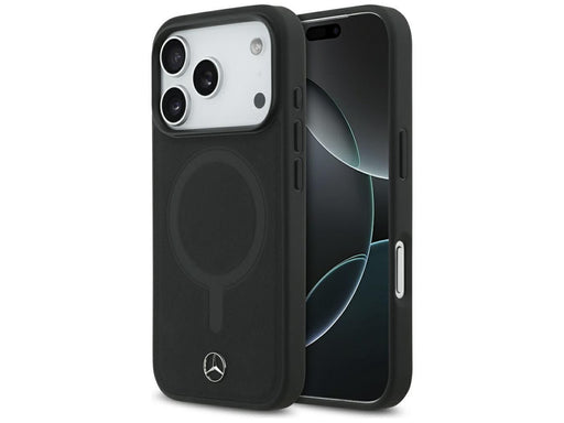 Mercedes  Plain Smooth Leather MagSafe Case for iPhone 17 Pro - Black