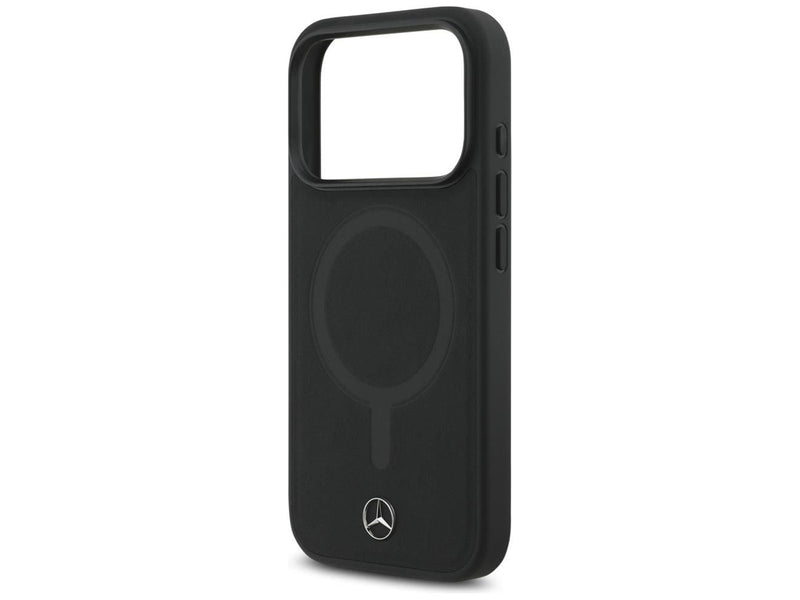 Mercedes  Plain Smooth Leather MagSafe Case for iPhone 17 Pro - Black