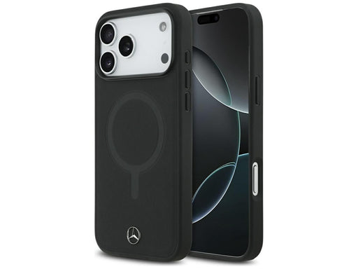 Mercedes Plain Smooth Leather MagSafe Case for iPhone 17 Pro Max - Black