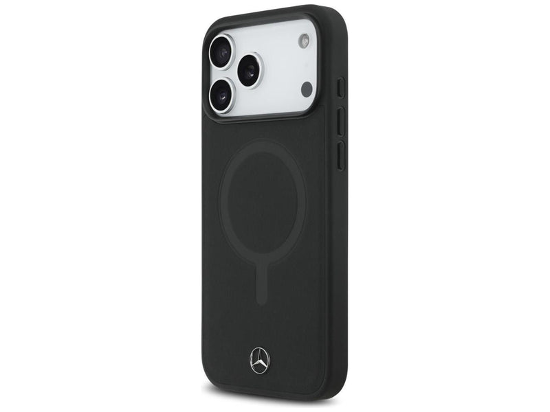 Mercedes Plain Smooth Leather MagSafe Case for iPhone 17 Pro Max - Black