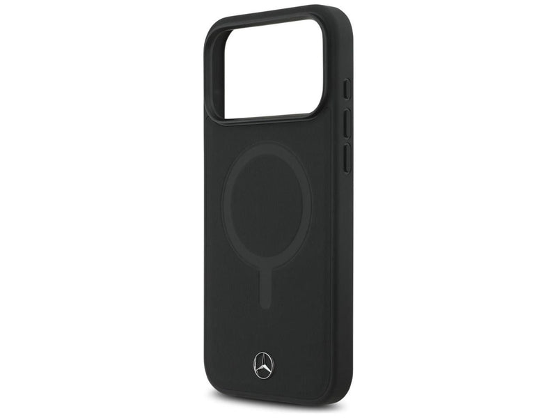 Mercedes Plain Smooth Leather MagSafe Case for iPhone 17 Pro Max - Black