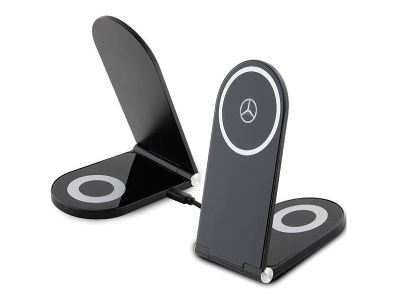 Mercedes  Silver Stars MagSafe Foldable Induction Charger 2in1 15W - Black