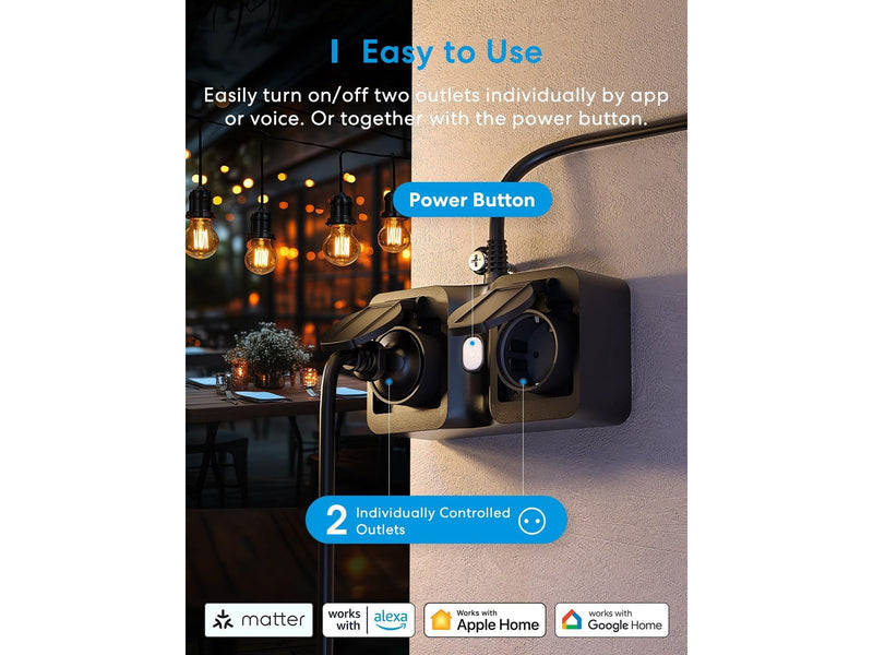 Meross MOP320 - Smart Wi-Fi Indoor/Outdoor Plug