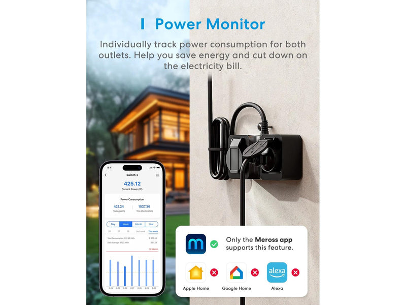 Meross MOP320 - Smart Wi-Fi Indoor/Outdoor Plug