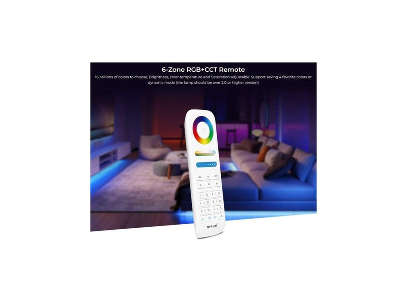 Miboxer Fjernbetjening - RGB-CCT - 6 Zoner - 2 Scener - 2.4GHz RF