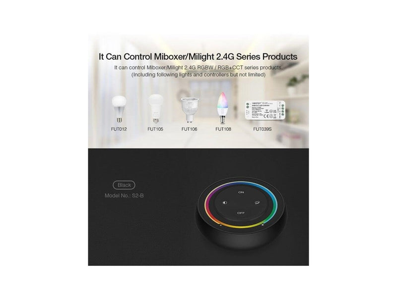 Miboxer Fjernbetjening Rainbow - Sort - RGB-CCT - 2.4GHz RF