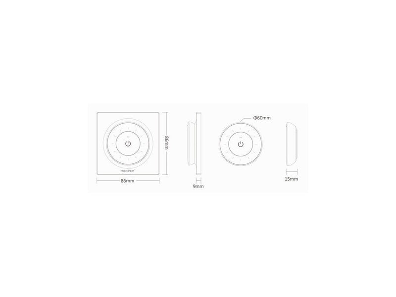 Miboxer Fjernbetjening - Roterende Hjul - Hvid - CCT - 2.4GHz RF