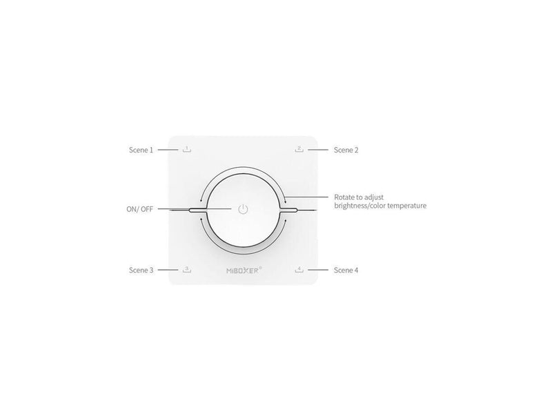 Miboxer Fjernbetjening - Roterende Hjul - Sort - CCT - 4 Scener - 2.4GHz RF