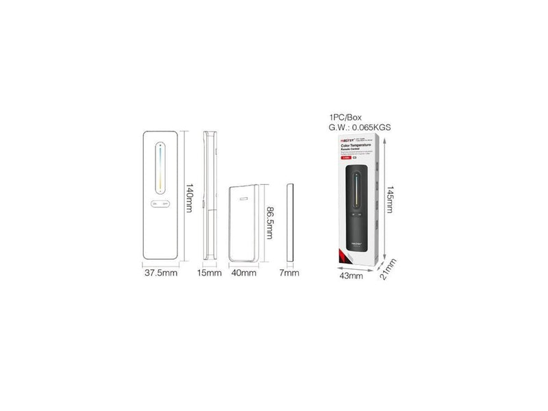 Miboxer Fjernbetjening - Sort - CCT - 2.4GHz RF