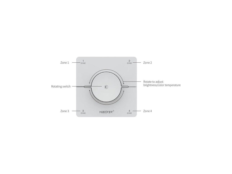 Miboxer Fjernbetjening - Sort - CCT - 4 Zoner - 2.4GHz RF
