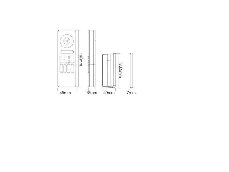 Miboxer Fjernbetjening - Sort - RGB-CCT - 4 Zoner - 2.4GHz RF