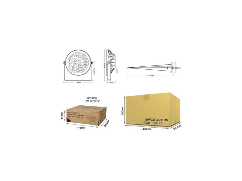 Miboxer Havelampe - 15W - RGB-CCT - 2.4GHz RF Zigbee 3.0 - IP66 - 24V