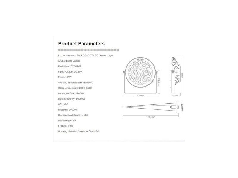 Miboxer Havelampe - 15W - RGB-CCT - WiFi - IP65 - 24V
