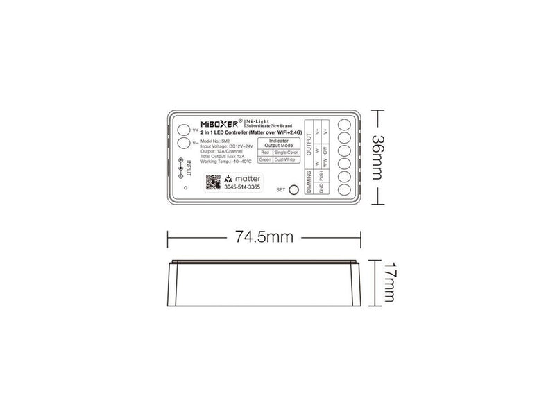 Miboxer LED Controller - CCT - WiFi 2.4GHz RF - 12V