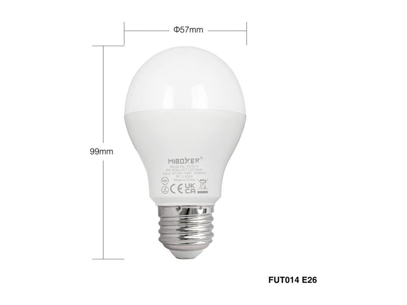 Miboxer LED Pære E27 - 6W - RGB-CCT - WiFi