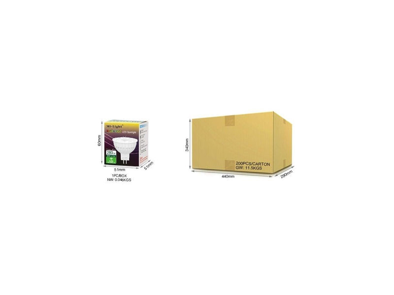 Miboxer LED Pære MR16 - 4W - RGB-CCT - WiFi - 12V