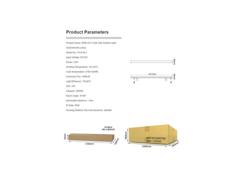 Miboxer Wall Washer - 24W - RGB-CCT - IP66 - 24V