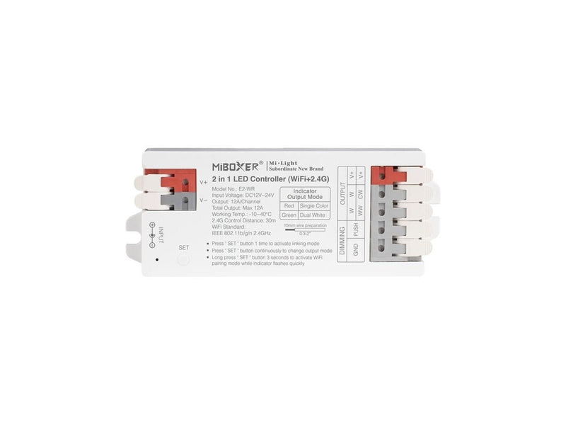 Miboxer WiFi Controller - 2-in-1 - CCT - DC12/24V - WiFi - 2.4GHz RF - 12A