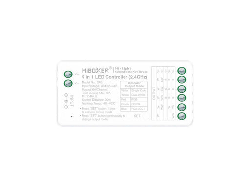 Miboxer WiFi Controller - 5-in-1 - RGB-CCT - DC12/24V - WiFi - 2.4GHz RF (SR5)