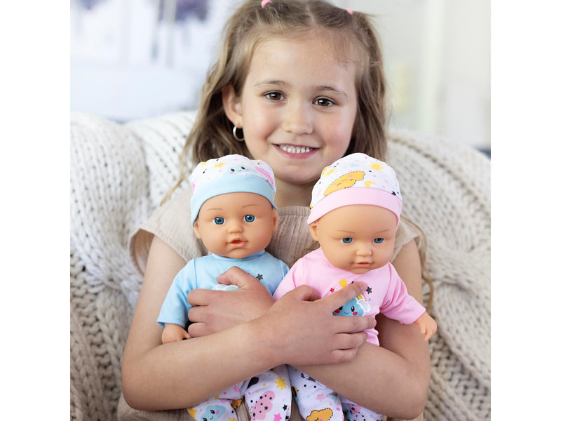 Micki Baby dukker Max & Mia 33 cm m/16 dele