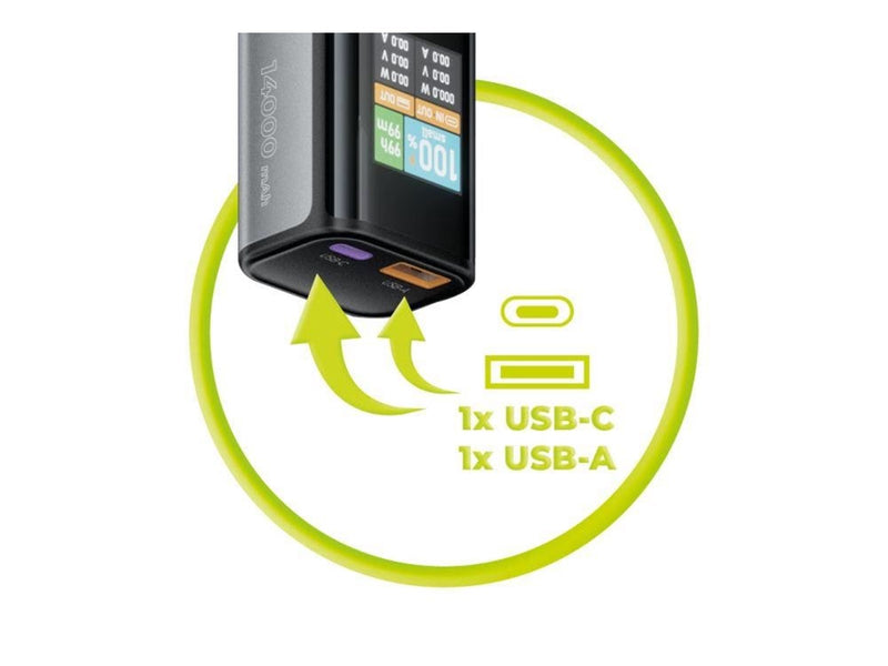 Mobile Origin 100W PD 14000mAh Display PowerBank PB12 - USB-C + USB-A - 14000 mAh
