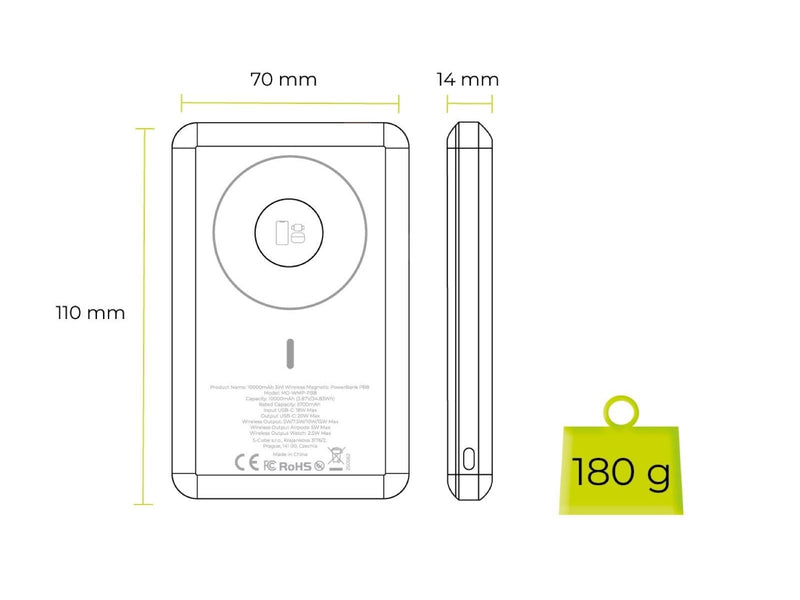 Mobile Origin PowerBank 10000mAh 3in1 Wireless Magnetic PowerBank PB8 - 10000 mAh