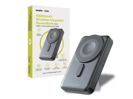 Mobile Origin Wireless Magnetic PowerBank 10000mAh - USB-C and Lightning Cable PB11 - 10000 mAh