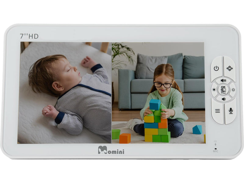Momini DreamWatcher Baby Monitor with 7" HD Screen and 2 Cameras White