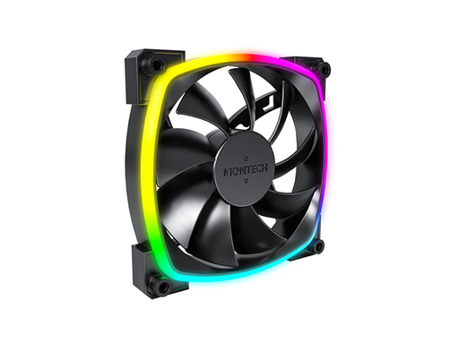 Montech AX120 PWM BK - Gehäuselüfter - 120mm - Schwarz mit RGB LED - 27 dBA
