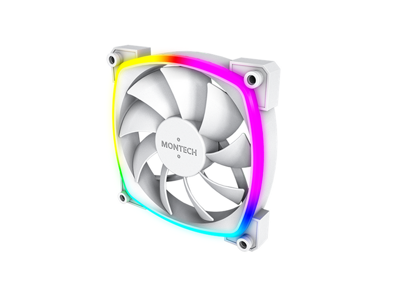 Montech AX120 PWM WH - Gehäuselüfter - 120mm - Weiß mit RGB LED - 27 dBA