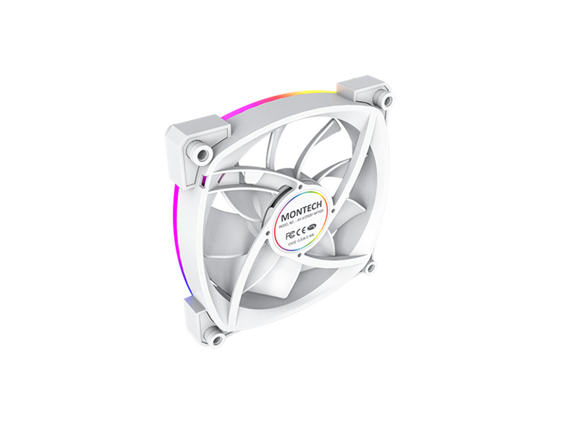 Montech AX120 PWM WH - Gehäuselüfter - 120mm - Weiß mit RGB LED - 27 dBA