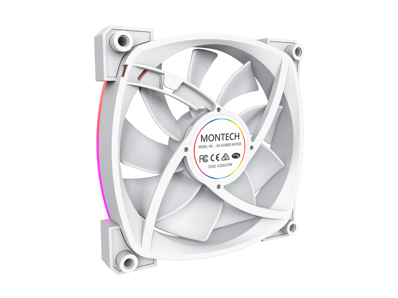 Montech AX140 PWM WH - Gehäuselüfter - 140mm - Weiß mit RGB LED - 28 dBA