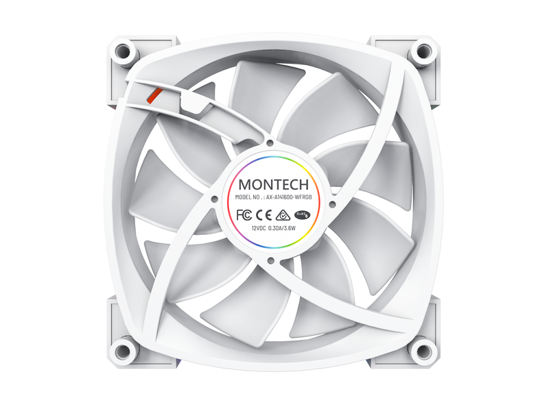 Montech AX140 PWM WH - Gehäuselüfter - 140mm - Weiß mit RGB LED - 28 dBA