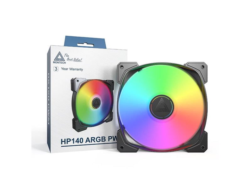Montech HP140 ARGB PWM Black - Gehäuselüfter - 140mm - Schwarz mit RGB LED - 30 dBA
