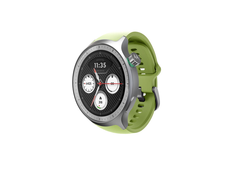 Motorola moto watch - Matte Silver + PANTONE Herbal Garden band