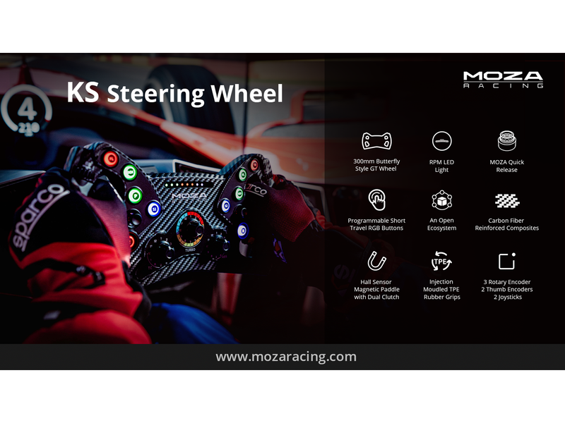 Moza Racing KS Formula Steering Wheel - 300mm butterfly style - Wireless Lenkrad - PC