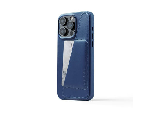 Mujjo iPhone 15 Pro Max Wallet Leather Case - Monaco Blue