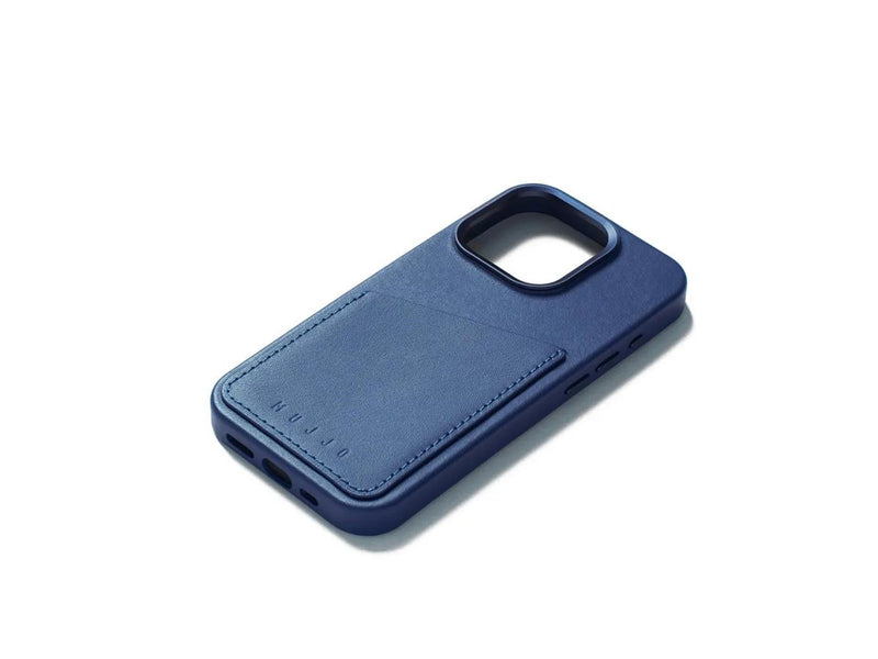 Mujjo iPhone 15 Pro Wallet Leather Case - Monaco Blue