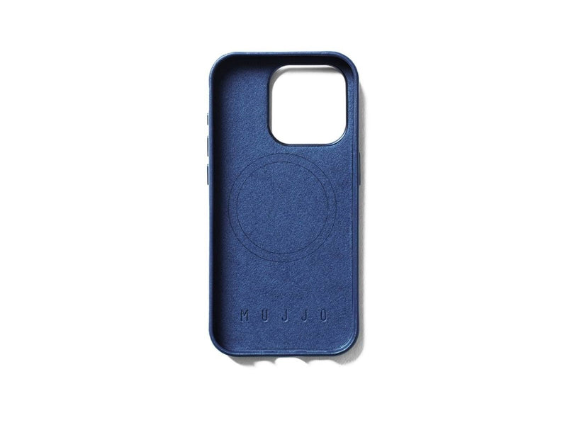 Mujjo iPhone 15 Pro Wallet Leather Case - Monaco Blue