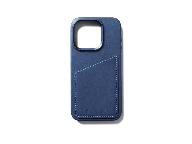 Mujjo iPhone 15 Pro Wallet Leather Case - Monaco Blue