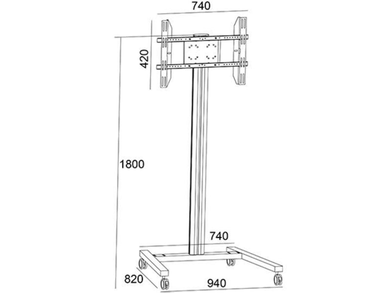 Multibrackets M Display Stand 180 Single Silver - Max 50 kg - recommended for 63"