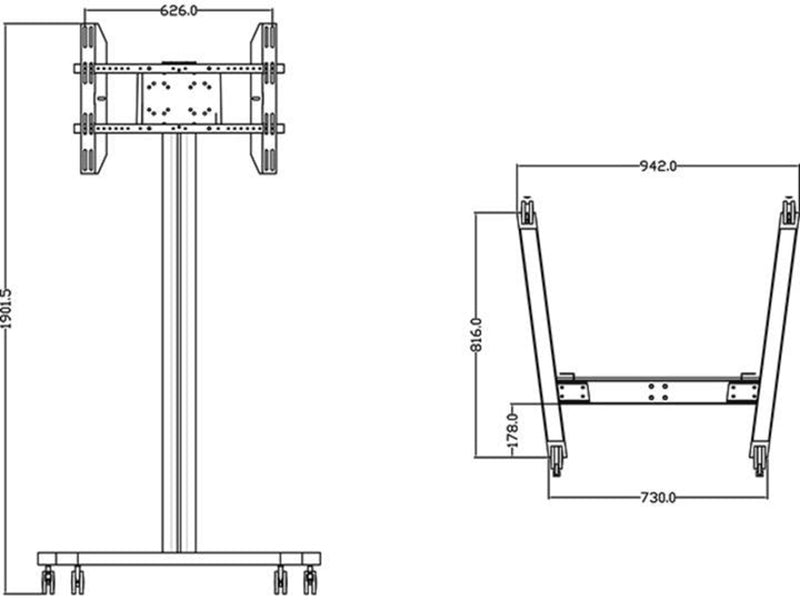 Multibrackets M Display Stand 180 Single Silver - Max 50 kg - recommended for 63"